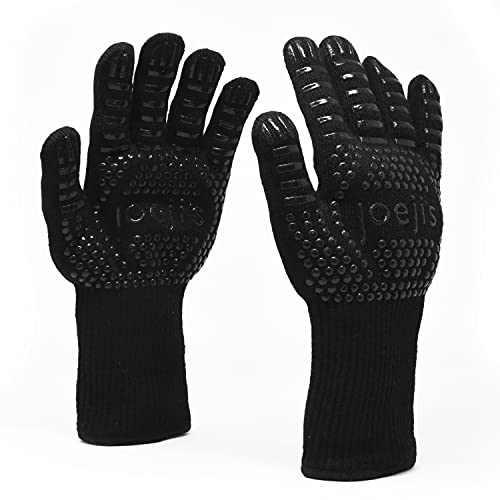 Guantes ignifugos Barbacoa Antideslizantes, Guantes para Horno de leña de algodón y poliéster, Guante Barbacoa Resistente hasta 800 °C, Guantes Chimenea leña, Guantes Barbacoa Altas temperaturas