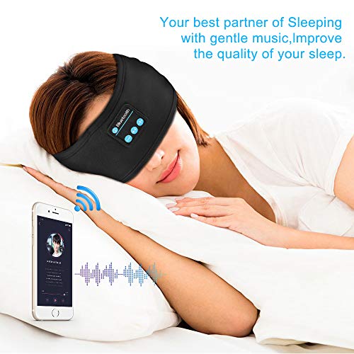 Guiseapue Auriculares para Dormir Bluetooth V5.0 Deportes Diadema, Deportiva Banda Auriculares con HD Estéreo Altavoces,Orejeras Antiruido para Dormir de Lado, Deportes, Viajes Aéreos