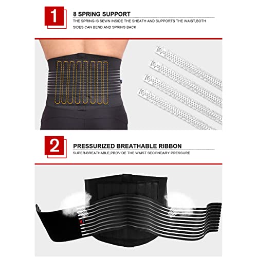 GvvcH Hombres Faja Lumbar Ortesis de Soporte de Cintura Protector de Cintura para Gimnasio Corsé Moldeador de Cuerpo Deportivo de Levantamiento de Pesas,XL