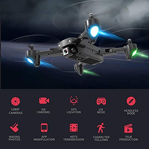 GZTYLQQ GPS RC Drone con cámara HD 1080P Sígueme Retorno automático WiFi FPV Video en Vivo Fotos de Gestos RC Quadcopter para Adultos con 2 baterías y Bolso