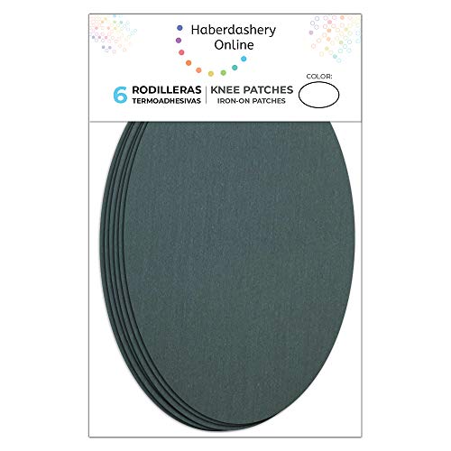 Haberdashery Online 6 Rodilleras Color Gris Oscuro termoadhesivas de Plancha. Coderas para Proteger tu Ropa y reparación de Pantalones, Chaquetas, Jerseys, Camisas. 16 x 10 cm. RP10