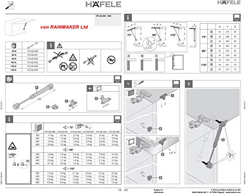 HAFELE 60N Hidráulico Amortiguador de Gas Resorte Soporte de Compresión para Puertas Armario Muelle Piston de Gas Para Muebles de Cocina Elevación Neumática Spring Lid Stay Potencia Paquete de 4