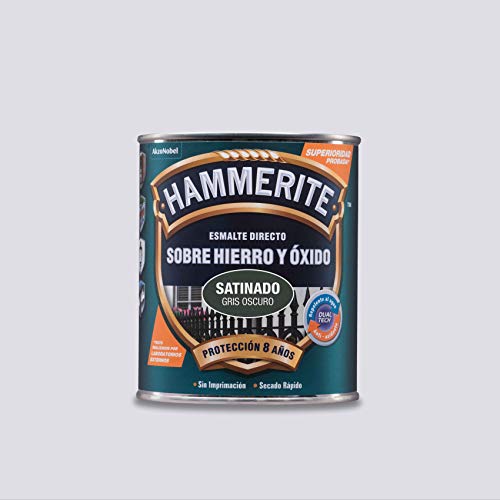 Hammerite Esmalte Directo sobre Hierro y Óxido Satinado Gris Oscuro 750 ml