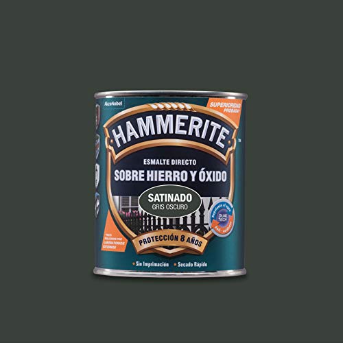 Hammerite Esmalte Directo sobre Hierro y Óxido Satinado Gris Oscuro 750 ml