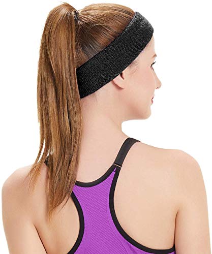 HANERDUN 3PCS Muñequeras y Diadema Sudor Conjunto Hombre Mujer Elásticas - Diadema Deportiva Humedad Sudor para Atletismo, Correr, Ciclismo, Entrenar Gimnasio, Yoga, Baloncesto, Tenis