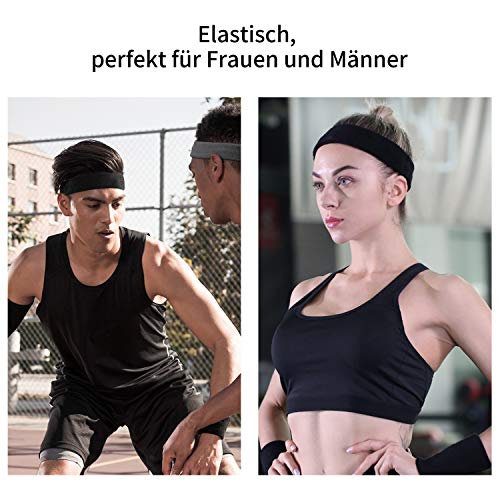 HANERDUN 3PCS Muñequeras y Diadema Sudor Conjunto Hombre Mujer Elásticas - Diadema Deportiva Humedad Sudor para Atletismo, Correr, Ciclismo, Entrenar Gimnasio, Yoga, Baloncesto, Tenis