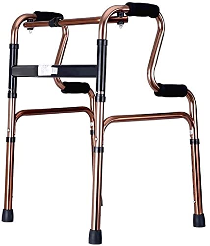 HAO KEAI Andador para Ancianos Walker Interior Adulto Caminante Plegable, aleación de Aluminio Ligero movilización Ajustable for los Ancianos, discapacitados, Antideslizante (Color : Oro)