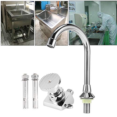 Haofy Grifo de Pedal de Manos Libres, Rosca G1 / 2in, Juego de grifos de Lavabo para Lavabo con Pedal de Cobre para Montaje en el Piso de Cobre para Laboratorio de Hospital