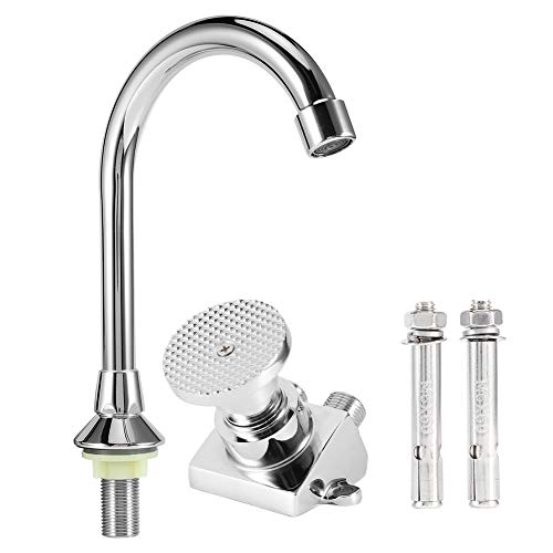 Haofy Grifo de Pedal de Manos Libres, Rosca G1 / 2in, Juego de grifos de Lavabo para Lavabo con Pedal de Cobre para Montaje en el Piso de Cobre para Laboratorio de Hospital