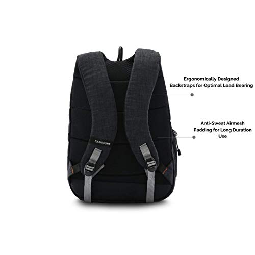 Harissons Bags Delta - Mochila para ordenador portátil (poliéster, 15,6 pulgadas, para oficina, universidad, bolsa de viaje, Negro naranja, L, Mochilas de viaje