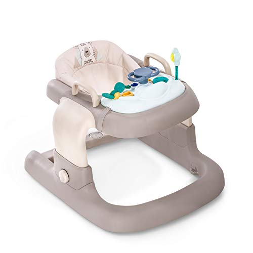 Hauck 2in1 Walker - tacatá y andandor, apto para 6 meses hasta 12 kg, juego de mesa multifuncional con ruedas, juegos y asiento desmontables, con luces, regulable en altura, Friend (beige-marron)