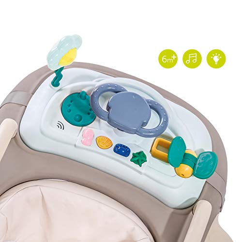 Hauck 2in1 Walker - tacatá y andandor, apto para 6 meses hasta 12 kg, juego de mesa multifuncional con ruedas, juegos y asiento desmontables, con luces, regulable en altura, Friend (beige-marron)