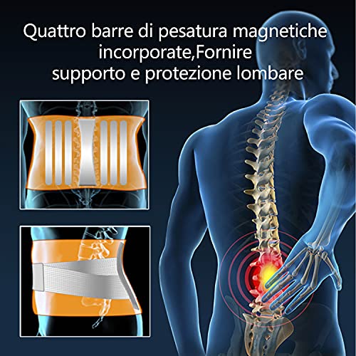 Hausrui Cinturón de Soporte Lumbar，Faja Lumbar Para Espalda，4 Placas De Soporte De Acero Protegen La Columna Lumbar, Son CóModas Y Transpirables, Alivian El Dolor Lumbar Y Brindan Soporte Lumbar