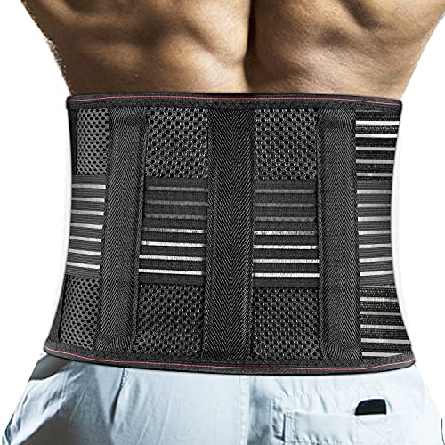 Hausrui Cinturón de Soporte Lumbar，Faja Lumbar Para Espalda，4 Placas De Soporte De Acero Protegen La Columna Lumbar, Son CóModas Y Transpirables, Alivian El Dolor Lumbar Y Brindan Soporte Lumbar