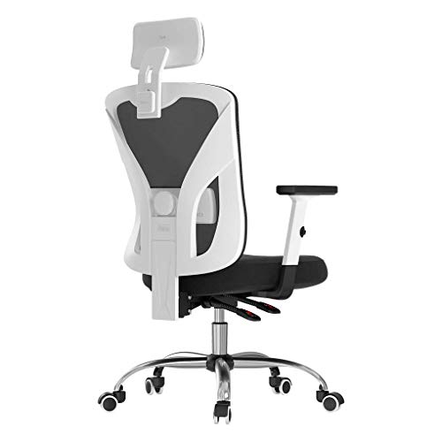 Hbada Silla de Oficina Silla de Escritorio Silla giratoria ergonómica Silla de Malla Silla de Ejecutivo con Respaldo Alto con reposabrazos Ajustables Soporte Lumbar Blanco