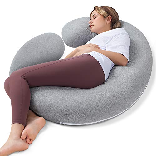 HBselect Almohada Embarazada Dormir Mejorar Sueño，Almohada Embarazo Almohada Maternidad Desmontable y Lavable para Espalda Lumbar Barriga Caderas Piernas (Gris -Estilo C)