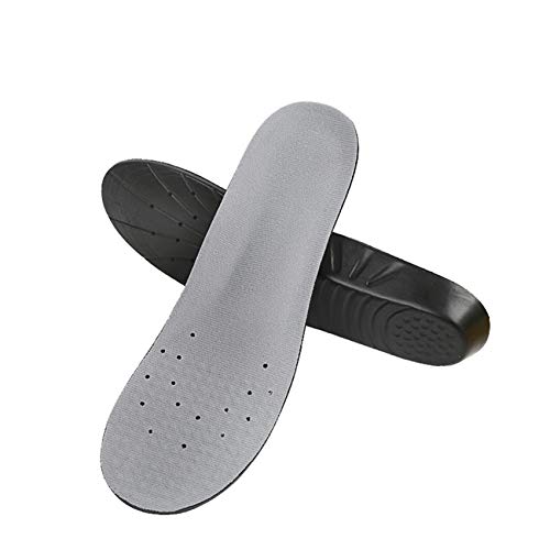 HBWHY Plantillas cómodas recortables, plantilla plana para el sudor, transpirable y gruesa para absorción de golpes, alivio del dolor, zapatillas de correr, para trabajo, color negro y gris