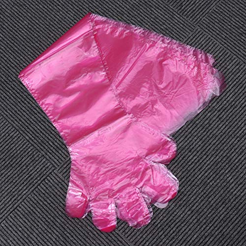 HEALIFTY Guantes desechables Guante largo de plástico Guante de inseminación de ganado 50PCS (rojo)