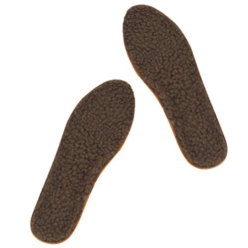 HEALLILY 1 par de zapatos de invierno plantillas cálidas esponjosas de lana almohadillas de absorción de impactos para mujeres hombres pies planos de arco alto tamaño 33-36 marrón