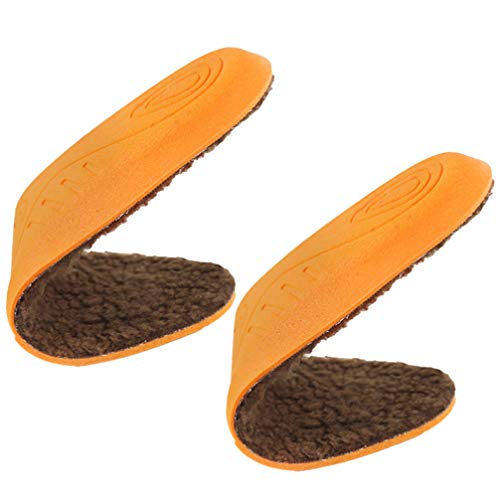 HEALLILY 1 par de zapatos de invierno plantillas cálidas esponjosas de lana almohadillas de absorción de impactos para mujeres hombres pies planos de arco alto tamaño 33-36 marrón