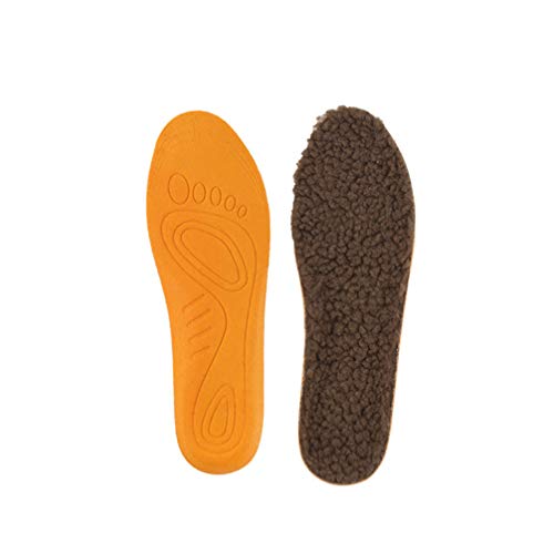 HEALLILY 1 par de zapatos de invierno plantillas cálidas esponjosas de lana almohadillas de absorción de impactos para mujeres hombres pies planos de arco alto tamaño 33-36 marrón