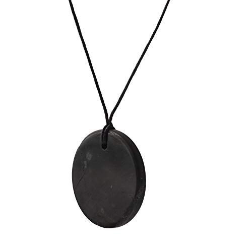 Heka Naturals Collar de Shungite con Colgante Diseño Círculo Pequeño Hecho de Piedra Shungit | Joyería de Shungita Moderna, Usada para Equilibrar Chakras y Energía | Círculo Pequeño