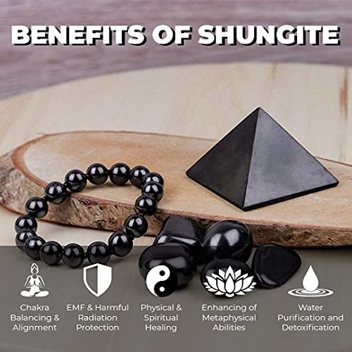 Heka Naturals Collar de Shungite con Colgante Diseño Círculo Pequeño Hecho de Piedra Shungit | Joyería de Shungita Moderna, Usada para Equilibrar Chakras y Energía | Círculo Pequeño