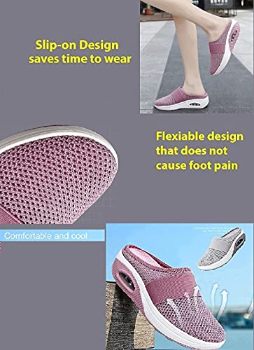 HengYuan Zapatos para Caminar con amortiguación de Aire para Mujeres, Sandalias ortopédicas de Malla Antideslizante para Caminar, Zapatillas de Deporte Casual Transpirables al Aire Libre (Blue,EU 42)