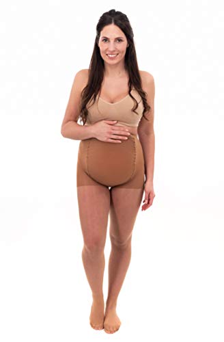 Herzmutter 20 DEN Medias Premamá - Medias Maternidad - Medias de embarazo - Panty Para Futura Mama -Para mujeres embarazadas - Juego de 1 y 2 - 1200 (M-L, Beige-Oscuro)