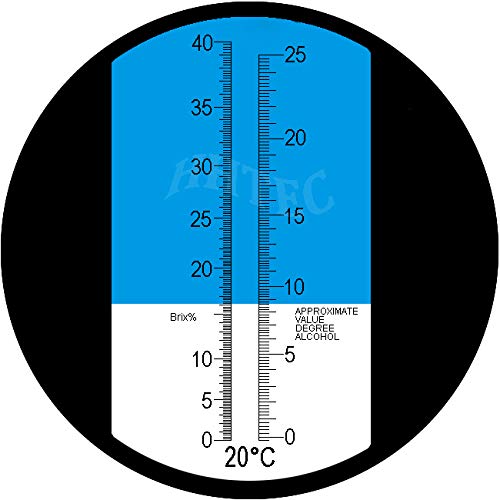 HHTEC Winemaker Refractómetro contenido potencial de alcohol: 0-25%, azúcar: 0-40%, con ATC, para las uvas de vinificación Brix para medir el contenido de azúcar para producir un mejor vino.