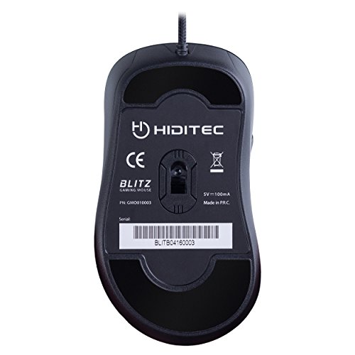 Hiditec Ratón Gaming Alámbrico Blitz - Sensor Profesional IR - 3.500 dpi | Tecnología Gamer OMRON | para Ordenador PC - PS4 - Xbox | Fabricante Español | Incluye Garantía de 2 años