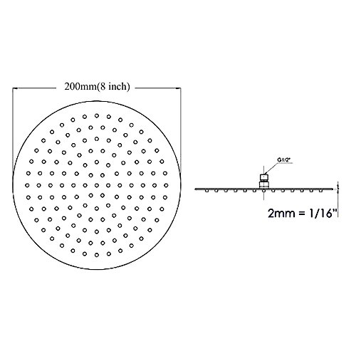 Hiendure® 20 cm Montaje en pared Acero inoxidable Lluvia Redondo Alcachofa de la ducha Con brazo de ducha Manguera de la ducha, acabado cromo