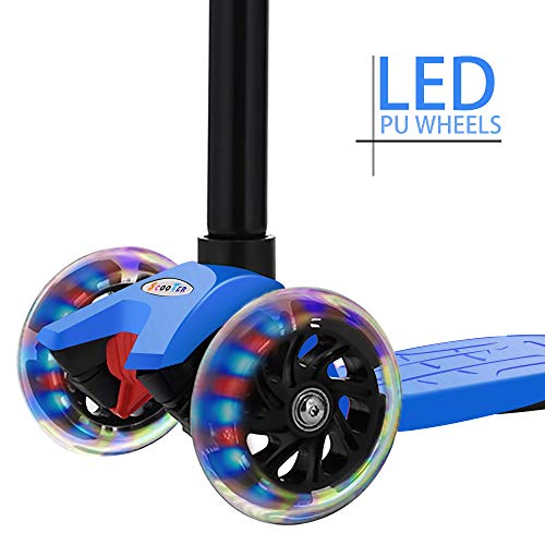 Hikole Patinete 3 Led Ruedas para 3 a 12 Años Patinete Ajustable, Diseño Plegable, Manillar Ajustable, Carga Máxima de 110lb