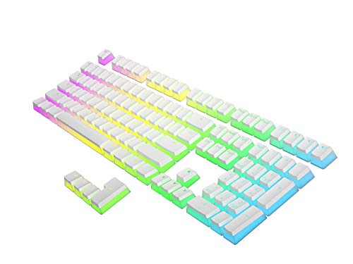 HK Gaming 108 - Juego de 108 Teclas de Doble Disparo PBT Pudding Ansi/ISO - Perfil OEM Pudding Keyset 60% / 87 TKL / 104/108 MX (Blanco)