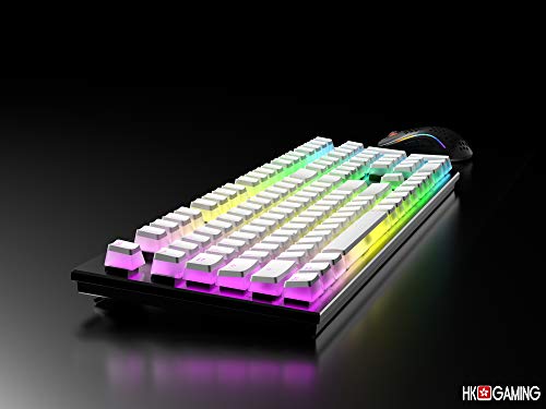 HK Gaming 108 - Juego de 108 Teclas de Doble Disparo PBT Pudding Ansi/ISO - Perfil OEM Pudding Keyset 60% / 87 TKL / 104/108 MX (Blanco)