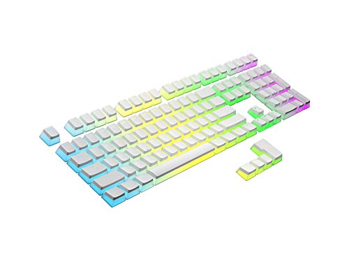 HK Gaming 108 - Juego de 108 Teclas de Doble Disparo PBT Pudding Ansi/ISO - Perfil OEM Pudding Keyset 60% / 87 TKL / 104/108 MX (Blanco)