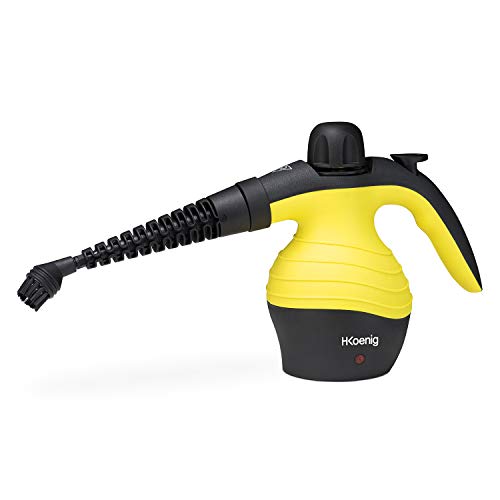 H.Koenig NV60 Limpiador A Vapor Compacto, Vaporeta 1000W, 4,2 Bares, Capacidad de Agua de 350 ml, Plástico, Amarillo