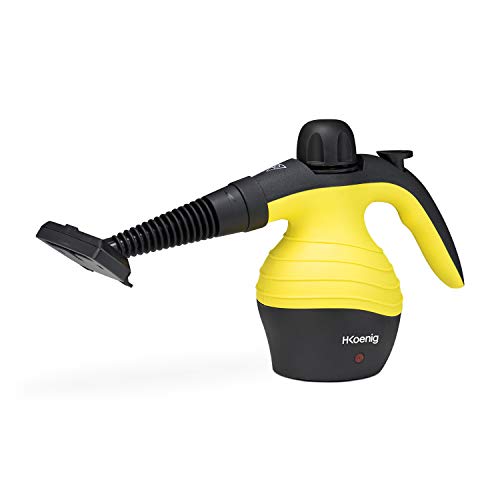 H.Koenig NV60 Limpiador A Vapor Compacto, Vaporeta 1000W, 4,2 Bares, Capacidad de Agua de 350 ml, Plástico, Amarillo