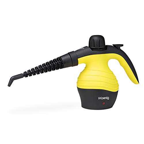 H.Koenig NV60 Limpiador A Vapor Compacto, Vaporeta 1000W, 4,2 Bares, Capacidad de Agua de 350 ml, Plástico, Amarillo