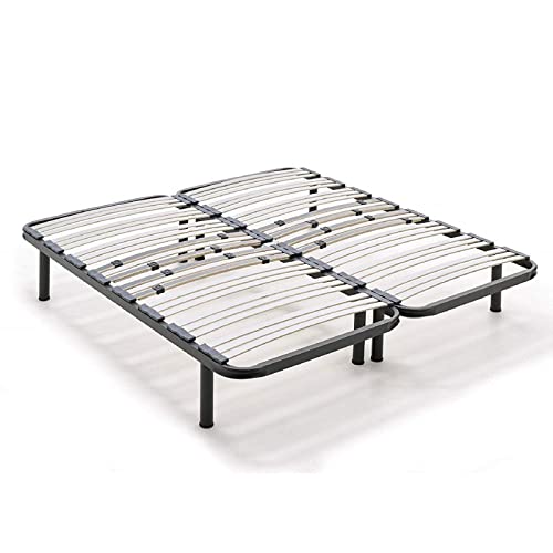 HOGAR24 Somier multiláminas con reguladores lumbares-90x190cm-PATAS 26CM (4 Patas Incluidas), Haya, 90x190cm