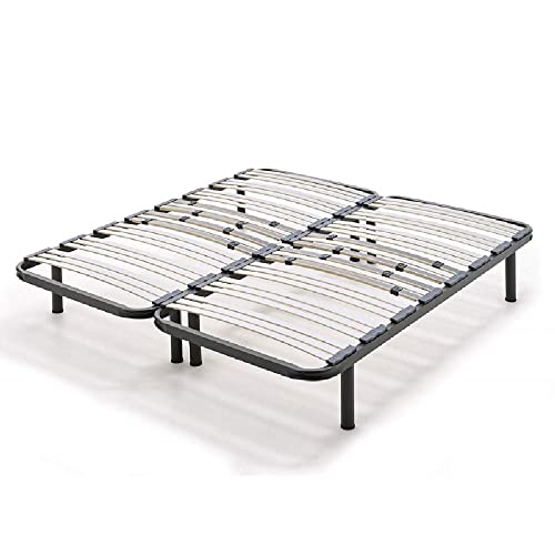 HOGAR24 Somier multiláminas con reguladores lumbares-90x190cm-PATAS 26CM (4 Patas Incluidas), Haya, 90x190cm