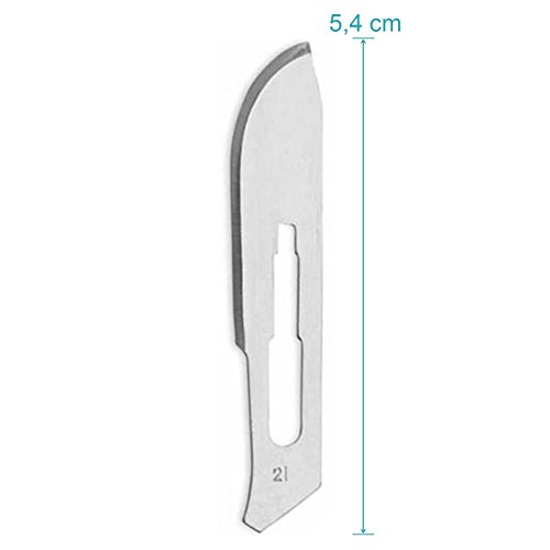 Hojas bisturi nº 21 - cuchillas escalpelo - bisturi quirurgico - recambio cuchillas - envase de abastecimiento con 100 cuchillas de repuesto