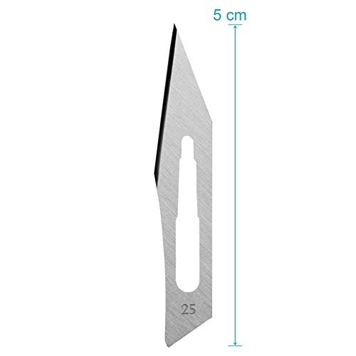 Hojas bisturi nº 25 - cuchillas escalpelo - bisturi quirurgico - recambio cuchillas - envase de abastecimiento con 100 cuchillas de repuesto