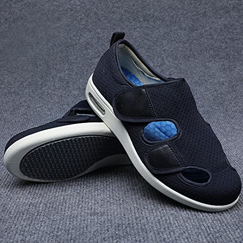 Hombre Zapatilla OrtopéDica,DiabéTicos Respirable OrtopéDica Para Ensanchar Ajustable CóModa Artritis Edema Hinchados,Navy_blue_45