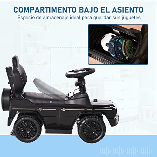 HOMCOM Coche Correpasillos para Niños +12 Meses Mercedes G350 Empujador Andador con Bocina Capota Extraíble Respaldo y Barandilla 85,5x40,5x95 cm Negro