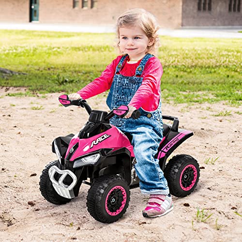 HOMCOM Quad Correpasillo Cuatrimoto para Niños Mayores de 18 Meses con Función de Luces y Música Diseño Novedoso Soporta hasta 20 kg 67,5x38x44 cm Rosa