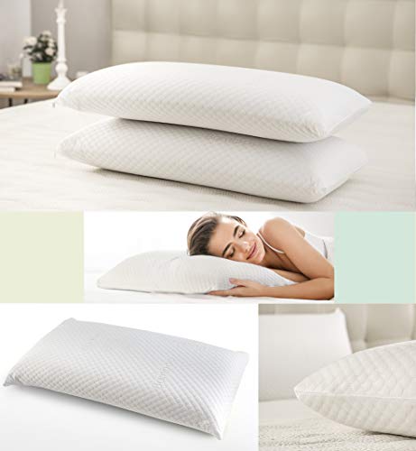 Home Heavenly® - Almohada VISCO-ELÁSTICA 70 X 40 cm con Fibra de BAMBÚ, núcleo Perforado, ergonómica, Fabricada en España (70_x_40_cm)