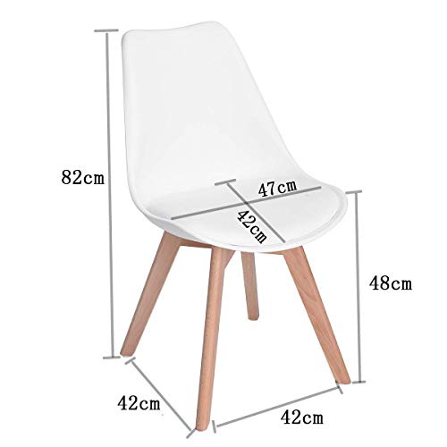 Home Heavenly® - Pack de 4 sillas Comedor salón TULIPA. Silla de diseño nórdico con Asiento ergonómico Acolchado. Patas de Madera.