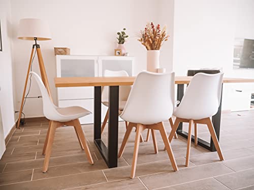 Home Heavenly® - Pack de 4 sillas Comedor salón TULIPA. Silla de diseño nórdico con Asiento ergonómico Acolchado. Patas de Madera.