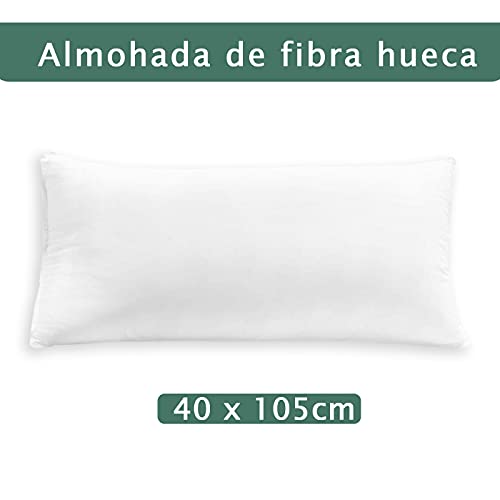 HOME MERCURY – Almohada de Fibra Hueca siliconada de Alta recuperación, Tacto Suave, antialérgico, higiene Garantizada. (40 x 105 CM)